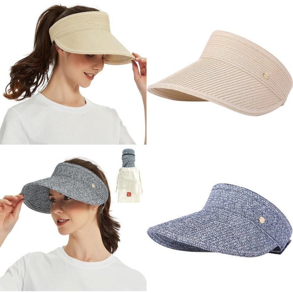 2 PACK!! Packable Visor Hat Sun Hat for Women